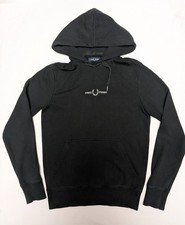 Men's / Unisex Black Embroidered Logo FRED PERRY Hoodie / Sweatshirt Size XS