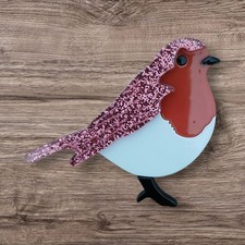 Robin Acrylic Brooch Unbranded