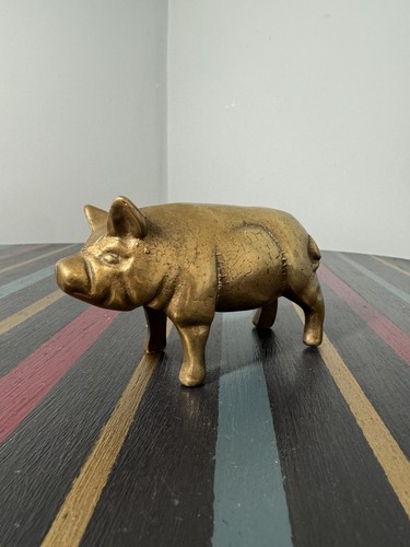 Vintage brass pig figurine - vintage,