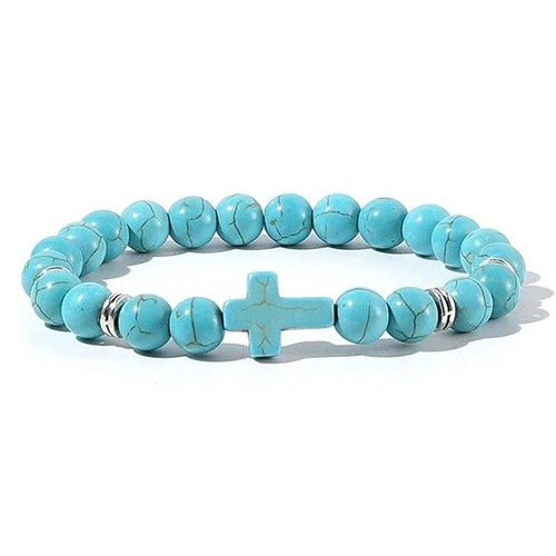 Natural stone cross bead - stone,
