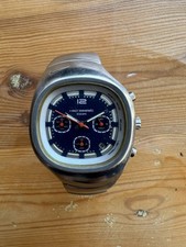 Vintage Nike Triax Armored Chrono II Mens Wrist Watch Silver With Blue Dial