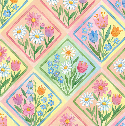 Pastel floral diamonds 100 - pastel, 100%