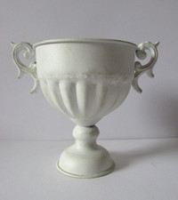 Shabby Chic White Metal Urn