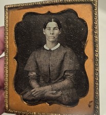 6th plate daguerreotype of woman w/ identification written on back Ohio no case