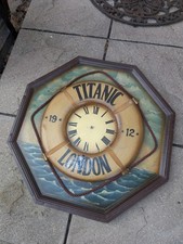 Vintage TITANIC London Wooden Wall Art Hand Painted 3D Style Picture Clock