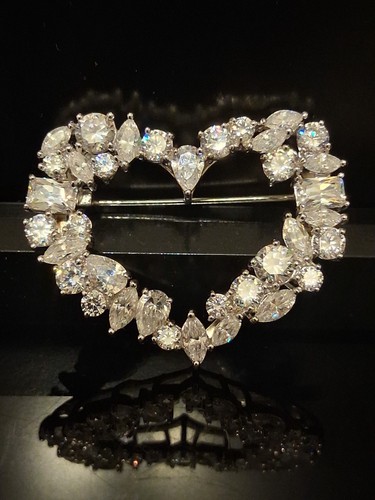 Tova diamonique heart brooch - tova,