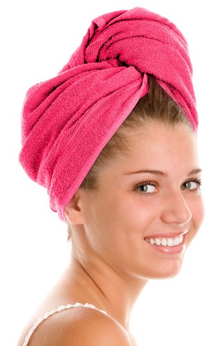 Pink hair turban towel - towel, 100%