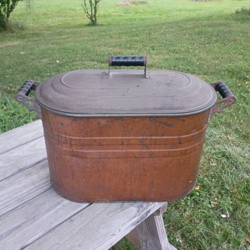 Large antique copper boiler - copper,