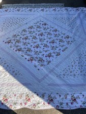 VINTAGE HAND STITCHED RED ROSE EIDERDOWN QUILT PATCHWORK BED THROW Double Vgc