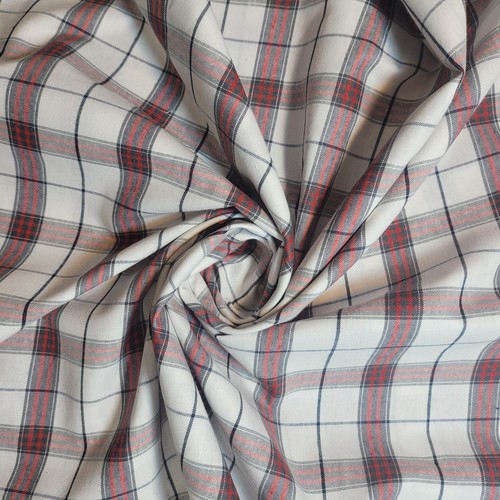 White red cotton tartan fabric - white,