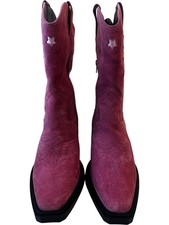 Pink Suede Cowboy Boots Star