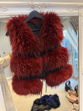 Red Raccoon Fur Gilet