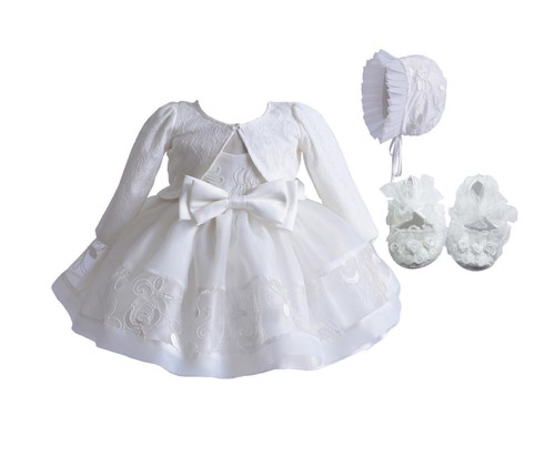 Baby ivory lace christening - ivory,