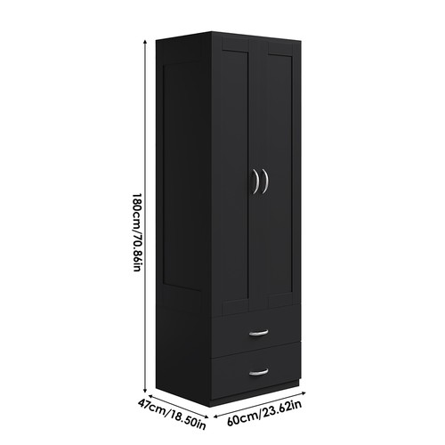 Modern door wardrobe 80cm - 2-door, 60/80cm