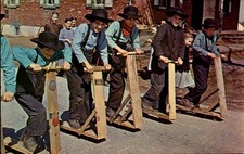 Vintage postcard scooter fun - scooter,