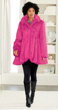 Size 1X  PLUS Ashro Hot Pink Madelyn Faux Fur Fashion At Its Best Coat