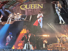 VINTAGE  LARGE QUEEN POSTER IN CONCERT FREDDIE MERCURY BRIAN MAY SO COOL!!!