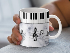 UK Made Piano Keyboard Music Notes Coffee Mug - Dishwasher & Microwave Safe