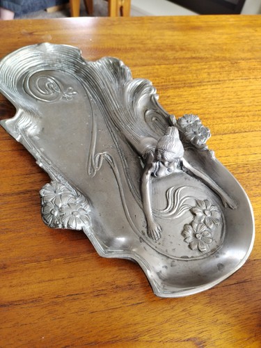 Art nouveau pewter tray - art, in