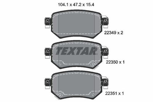 Rear axle brake pad set - axle, disc