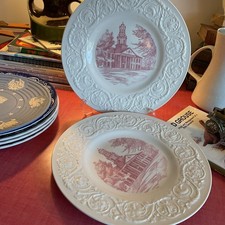  Vintage Wedgewood Norton’s Hall China Plates cream & pink USA wedgwood