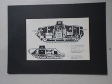 VINTAGE MILITARY PRINT-ARMOURED FIGHTING VEHICLES-CROSS SECTION GERMAN WWI TANKS