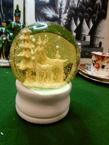 Reindeer musical snow globe - reindeer,