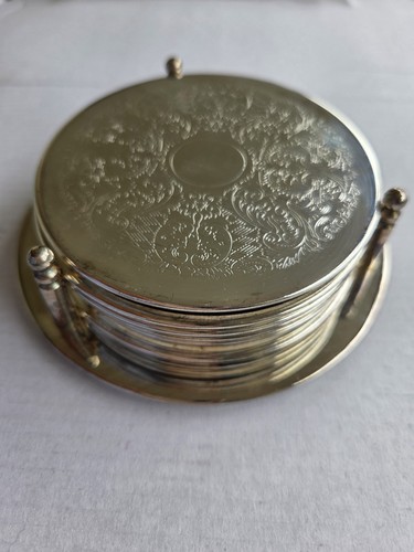 Piece metal plated coasters - 7,