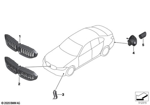 Bmw genuine front grille - front,