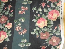 Laura Ashley Fabric Vintage 1988 Floral Upholstery Curtain 100% Cotton Navy Rose