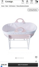 RRP £99.99 Tommee Tippee Baby Moses Basket Sleepee Pink With Mattress and  Cover
