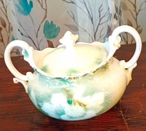 German porcelain round lidded - german,