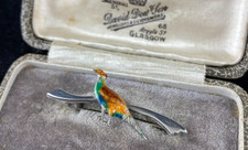 Antique Silver Enamel Pheasant brooch Adie and Lovekin 1916 George V