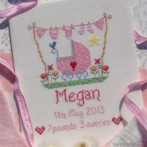 New baby girl birth sampler - new,