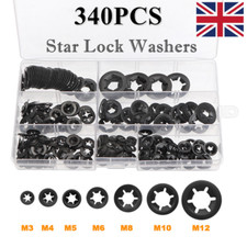 340PCS Star Nut Star lock Push-on Locking Washers Clips Fastener Assorted Set