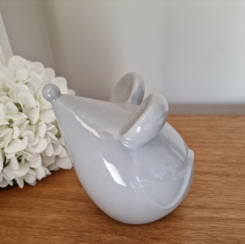 Ceramic grey mouse ornament - grey,