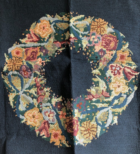 Vintage tapestry floral wreath - tapestry,