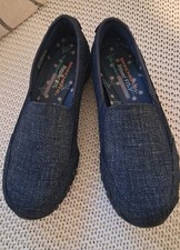 SKECHERS LADIES DARK BLUE FABRIC SLIP ON CASUAL SHOES SIZE UK 5.5 BNWOB