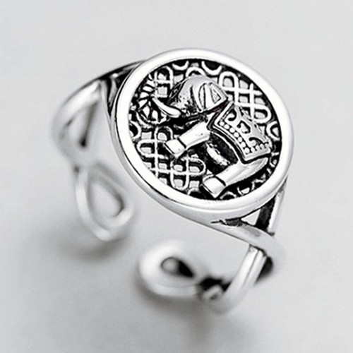 Vintage look elephant ring - elephant,