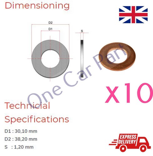 10x m30 metric copper - m30, washers