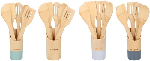 Bamboo utensil holder set - bamboo,