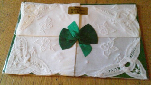 Unused vintage cotton tray - unused,