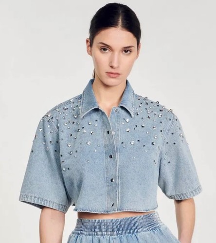Sandro cropped denim jacket - cropped,