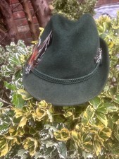 Vintage Alpine Salzburg  Oktoberfest Austrian Felt Hat Green Sze 57