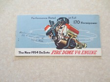 Original 1954 De Soto car Fire Dome V8 engine advertising booklet - DeSoto