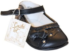 Baby Girl COUCHE TOT Pre Walker PRAM SHOES Matte BLACK Soft Leather | 0 - 15 Mth
