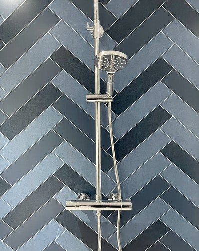 Multi blue chevron - multi, tile