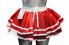Women 2 Stripe Red Satin Skirt