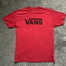 Vans Mens Red Big Logo Crew neck Tshirt M #145 