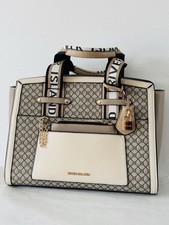 River Island Beautiful Tote Panel  RI Monogram Beige Top Handle Handbag NEW